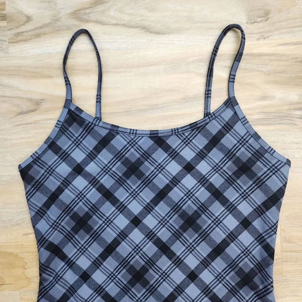 🔹️Arizona Jeans Black & Gray Plaid 90s Cami Dress Medium - Picture 6 of 9